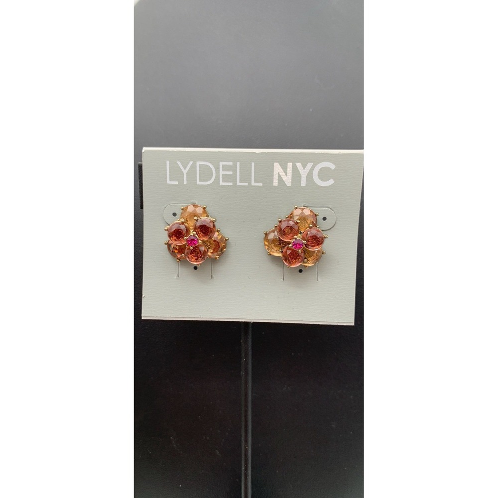 NWT NOS Lydell NYC Gold Tone And Rhinestone Cluster Pierced Earrings